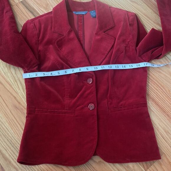 Hillard & Hanson Women's Peplum-Back Corduroy Blazer dark red rust - Picture 5 of 5